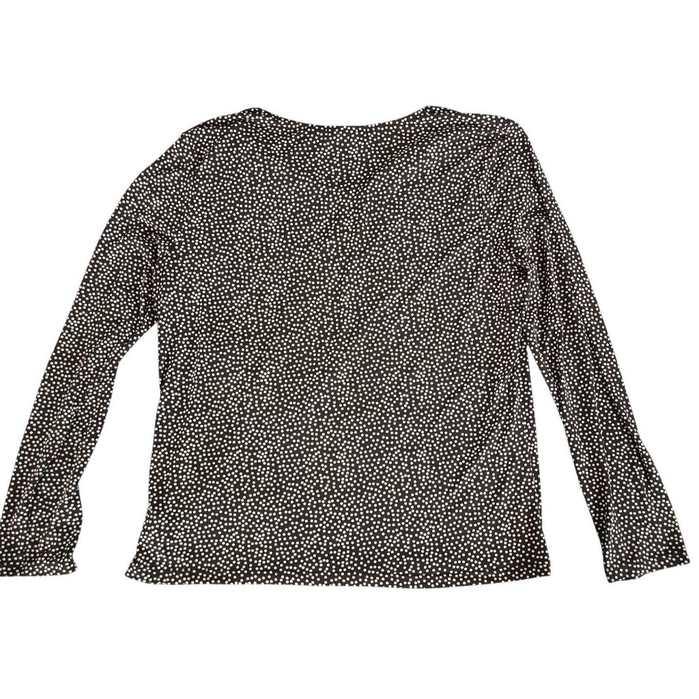 Tahari Long Sleeve Blouse Women's XL Black & White Polka Dot V-Neck Wrap Style - Picture 2 of 10